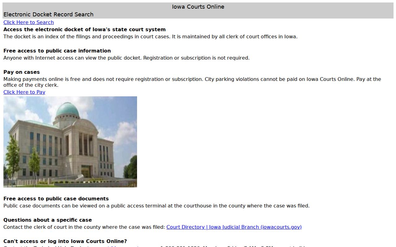 Iowa electronic docket search for an Ames court record