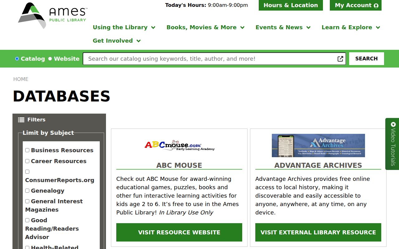 Ames city directory library database resources