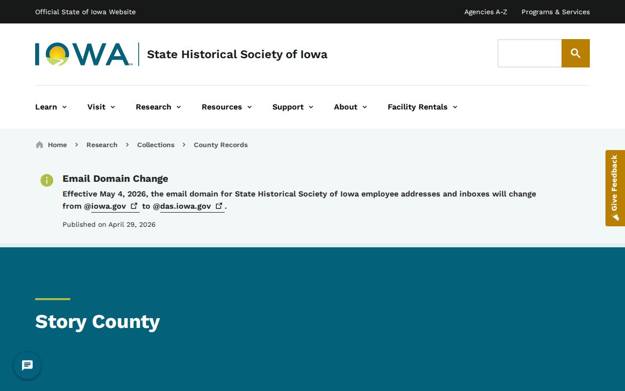 State archive sources for Ames previous residents